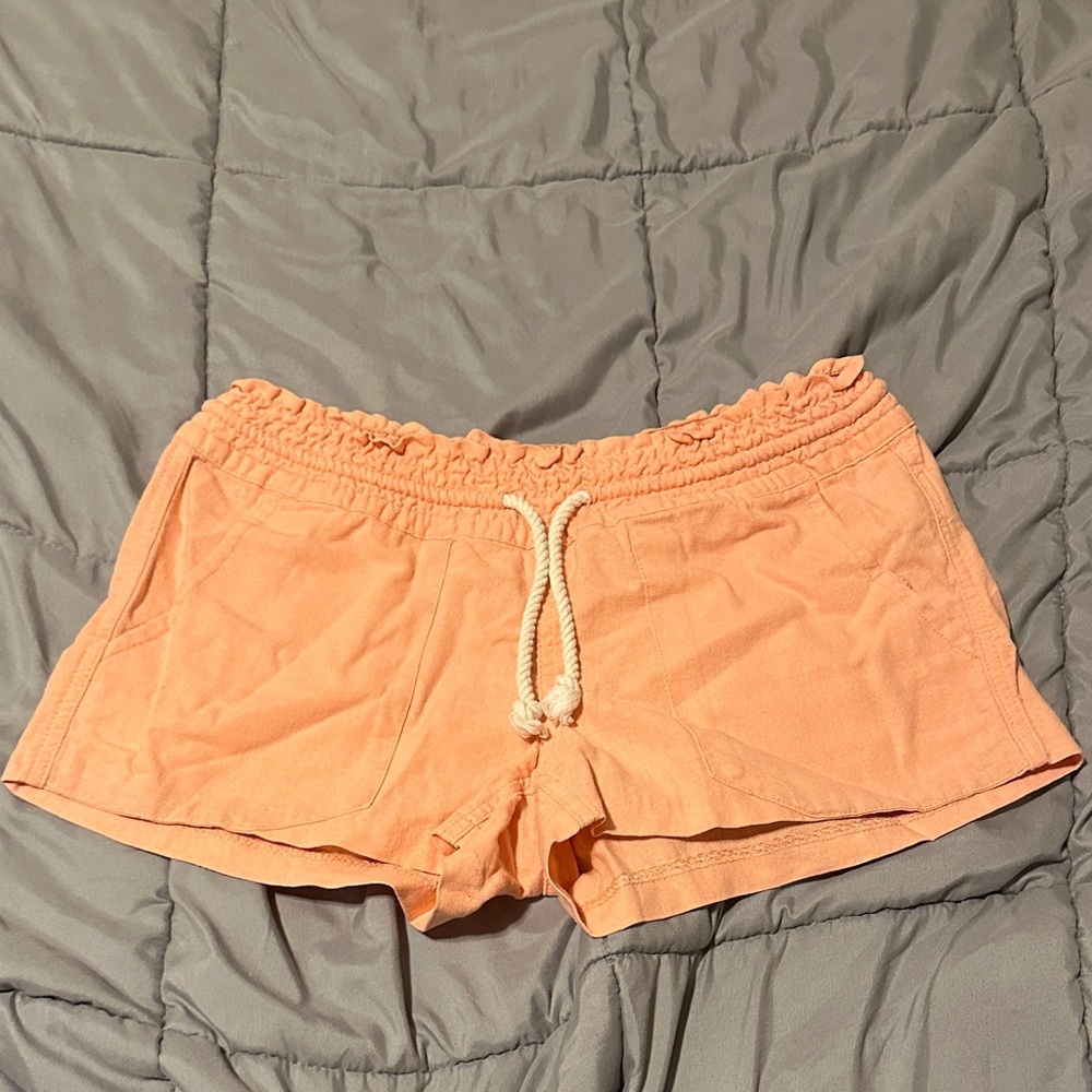 Women's Peach Drawstring Cotton Shorts
